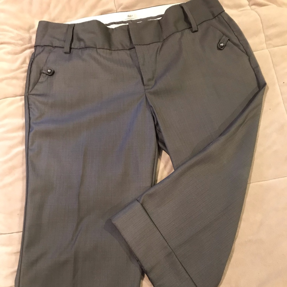 Cropped dress pants cuffed tweed light grey